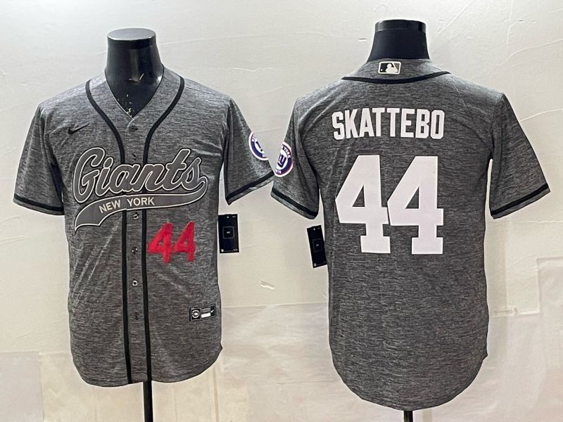 Men 2025 New York Giants #44 Skattebo Grey Joint Name Nike Limited NFL Jersey 04